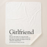 Girlfriend Definition Saying Black and White Sherpa Blanket<br><div class="desc">Personalize for your girlfriend to create a unique valentine,  Christmas or birthday gift. A perfect way to show her how amazing she is every day. Designed by Thisisnotme©</div>