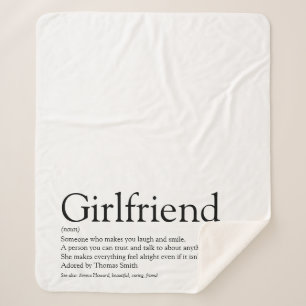 Girlfriend Definition Saying Black and White Sherpa Blanket