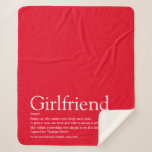 Girlfriend Definition Saying Modern Red Sherpa Blanket<br><div class="desc">Personalize for your girlfriend to create a unique valentine,  Christmas or birthday gift. A perfect way to show her how amazing she is every day. You can even customize the background to their favourite color. Designed by Thisisnotme©</div>