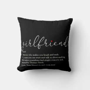 Girlfriend Definition Saying Script Love Heart Throw Pillow
