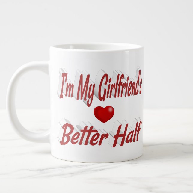 Girlfriend funny quote red text giant coffee mug (Left)