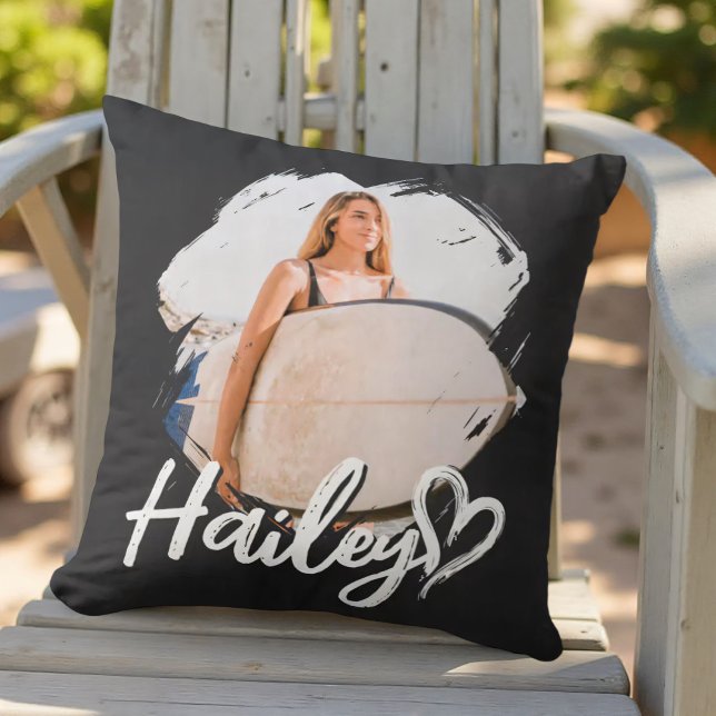Girlfriend Grunge Simple Modern Heart Cool Photo Throw Pillow (Creator Uploaded)