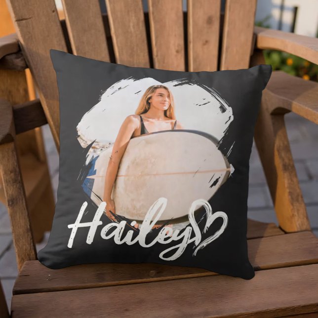 Girlfriend Grunge Simple Modern Heart Cool Photo Throw Pillow (Creator Uploaded)