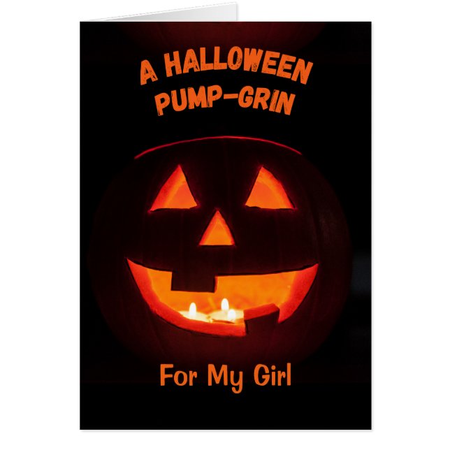 Girlfriend Halloween Cute Jack o' Lantern Cards (Front)