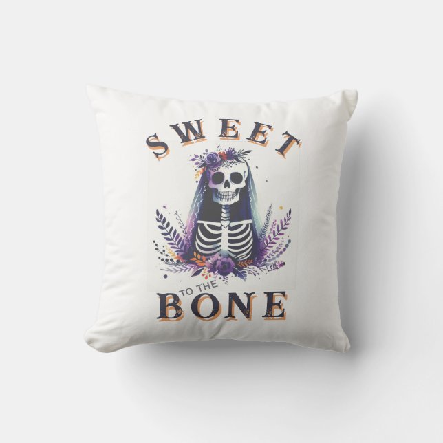 Girlfriend Halloween Sweet to the Bone Throw Pillow (Front)