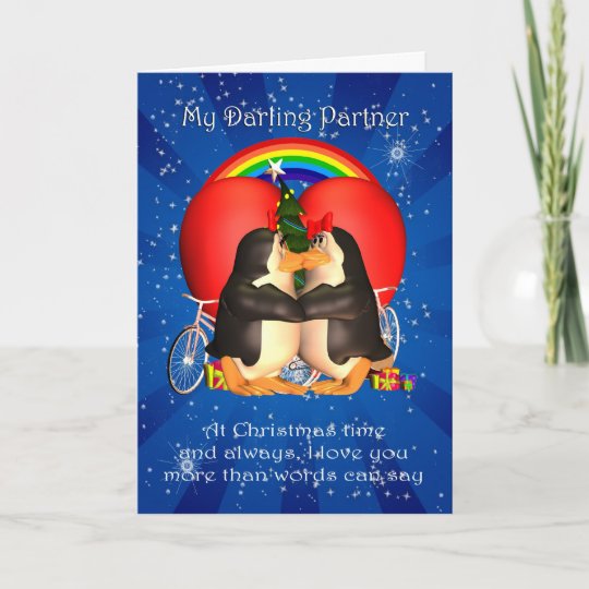 Girlfriend Lesbian Christmas Card With Kissing Pen