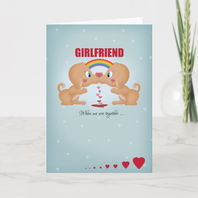 Girlfriend Lesbian Valentine's Day Kissing Dogs An Holiday Card (Front)