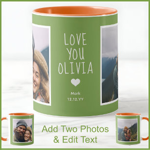 Girlfriend Love You Photos Modern Green C111 White Mug
