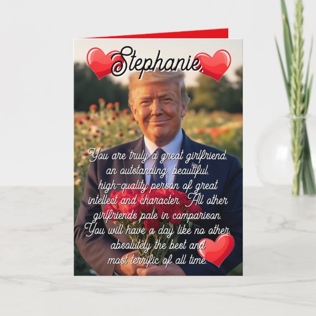 Girlfriend Name Donald Trump Funny Valentines Day Holiday Card (Front)