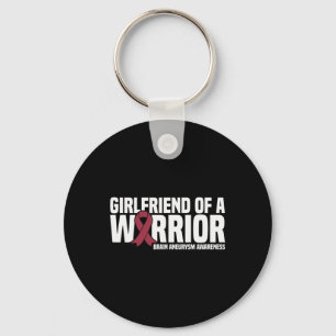 Girlfriend of a Warrior Brain Aneurysm Awareness Keychain