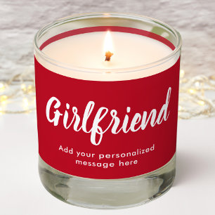 Girlfriend Personalized Message Red Scented Candle