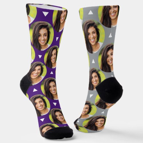Girlfriend Photo for Boyfriend Fun Purple Gray Pho Socks