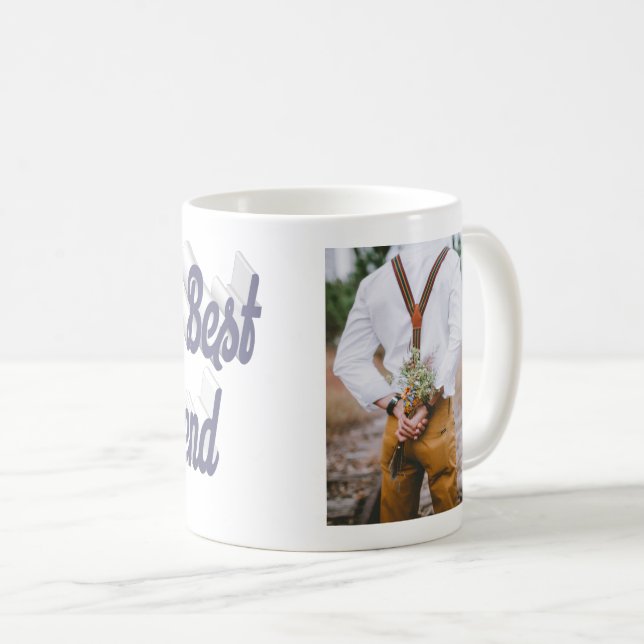 Girlfriend photo gray script coffee mug (Front Right)