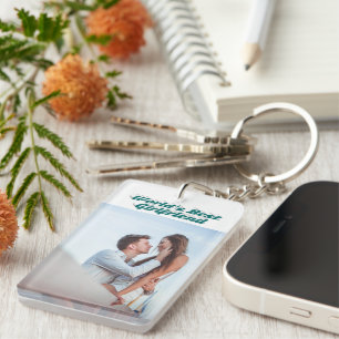 Girlfriend Photo green typography Keychain