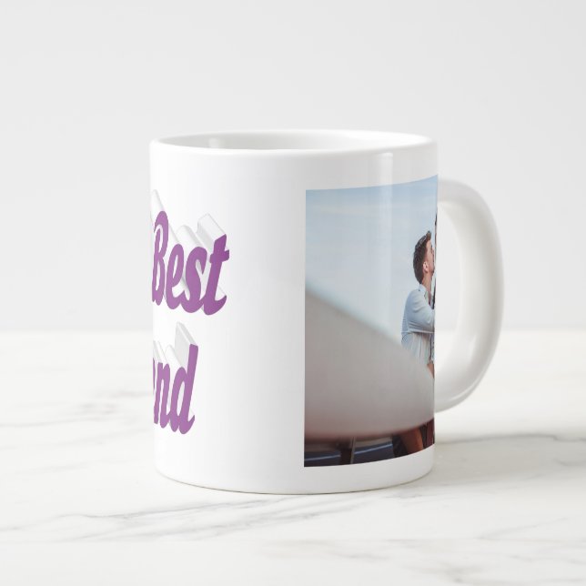 Girlfriend Photo purple typography Giant Coffee Mug (Front Right)