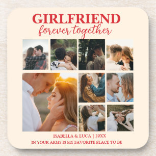 girlfriend pillow, photo collage pillow, together beverage coaster