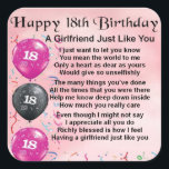 Girlfriend Poem - 18th Birthday Square Sticker<br><div class="desc">A great gift for a girlfriend on her 18th Birthday</div>