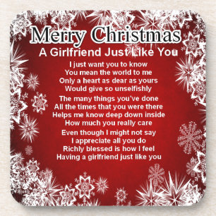 Girlfriend Poem - Christmas Design Beverage Coaster