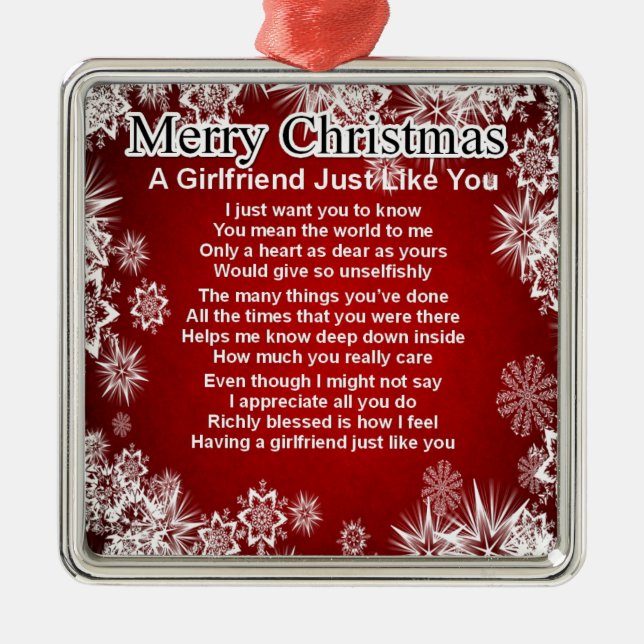 Girlfriend Poem  - Christmas Design Metal Ornament (Front)