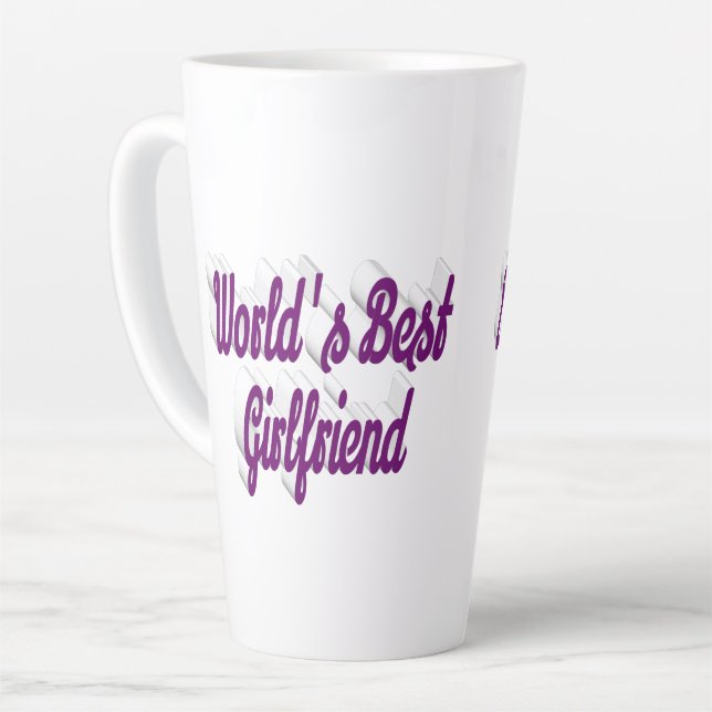 Girlfriend purple script latte mug (Left Angle)