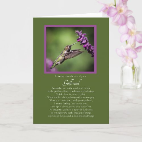 Girlfriend Remembrance Anniversary of Death Card