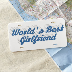 Girlfriend sea blue script license plate