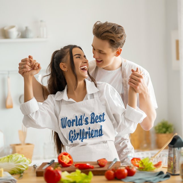 Girlfriend sea blue typography long apron (Creator Uploaded)
