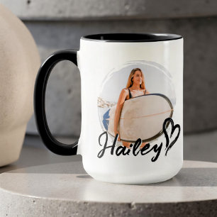 Girlfriend Simple Modern Grunge Heart Cool Photo Mug