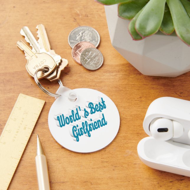 Girlfriend sky blue script   keychain (Desk)