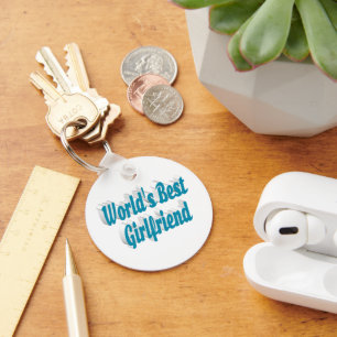 Girlfriend sky blue typography keychain
