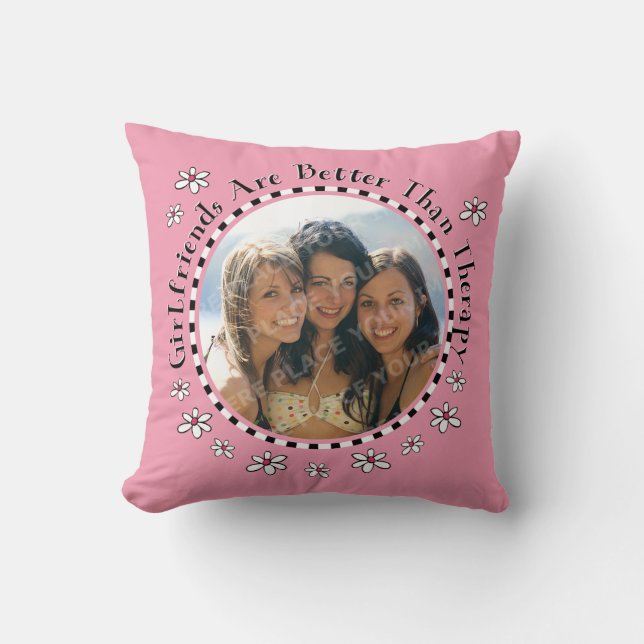 Girlfriend Therapy Photo Throw Pillow (Front)