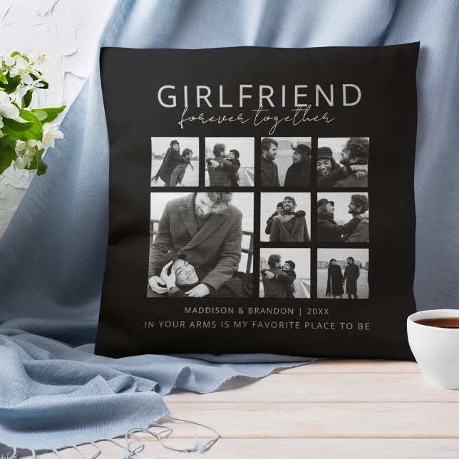 Girlfriend Together Forever Photo Collage Throw Pillow (Creator Uploaded)