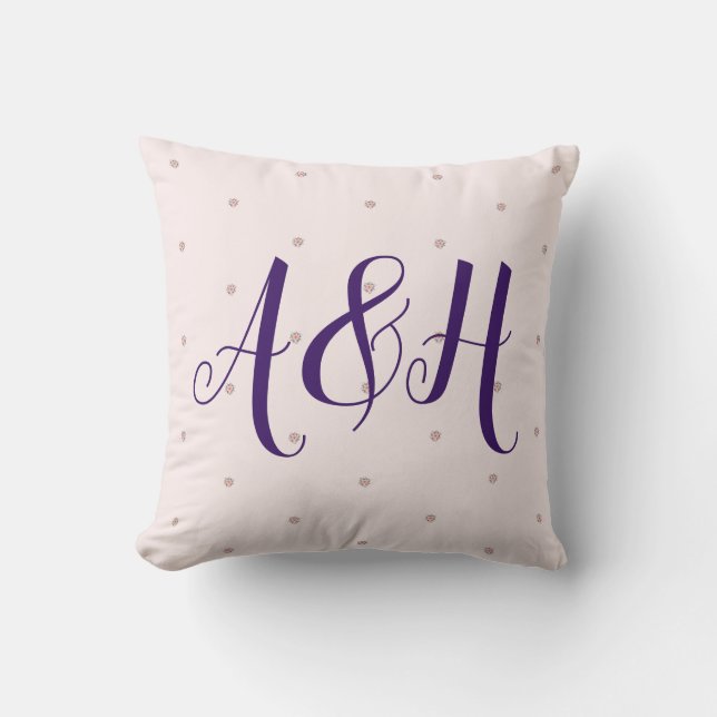 Girlfriend Wife Elegant Floral Modern Monogram Throw Pillow (Front)