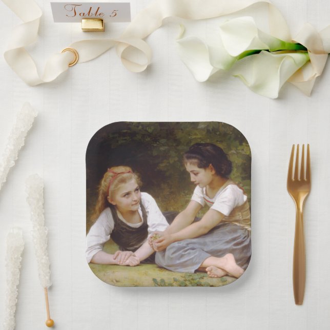 Girlfriends Collect Nuts, Les Noisettes Bouguereau Paper Plates (Wedding)