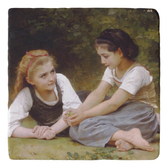 Girlfriends Collect Nuts, Les Noisettes Bouguereau Trivet (Front)