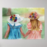 Girlfriends Forever Poster<br><div class="desc">A Beautiful way to decorate any room in your home - a great housewarming gift,  birthday gift,  anniversary gift and even a wedding gift!!!! .. Make your walls speak to you with this lovely painting in watercolors by the designer</div>