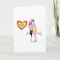 Girlfriends Roller Skate Rainbow Heart Card