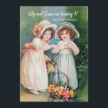 Girlfriends Vintage Invitation<br><div class="desc">A sweet, vintage invitation featuring two little girls in the garden with a letter in hand. (Pix). The card is easy to customize with your wording, font, font color and choice of six paper types.Not exactly what you're looking for? All our products can be custom designed to meet your needs...</div>