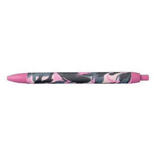 Girlie Black and Hot Pink Camo Pen