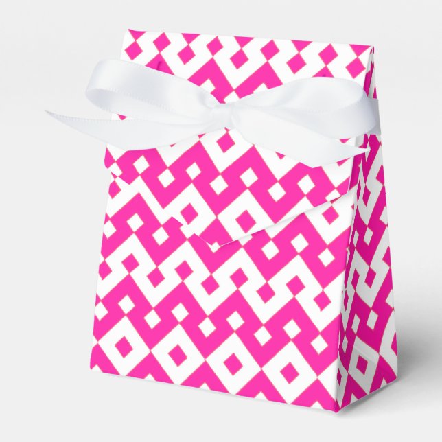 Girlie Candy Pink and White Zigzags Tent Favor Box (Front Side)