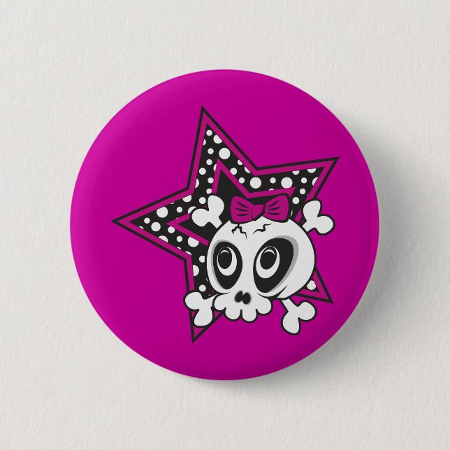 Girlie Emo Skull Button (Front)