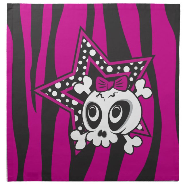 Girlie Emo Skull Cloth Napkin (Front)