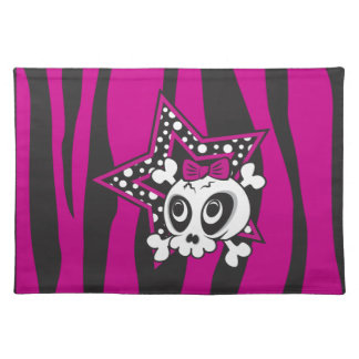 Girlie Emo Skull Cloth Placemat