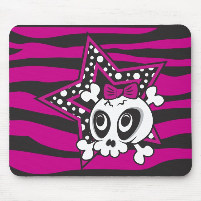 Girlie Emo Skull Mouse Pad (Front)