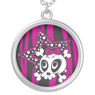 Girlie Emo Skull Silver Plated Necklace