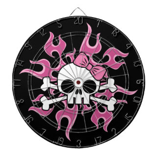 Girlie Flaming Skull Dartboard With Darts