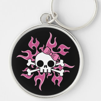 Girlie Flaming Skull Keychain
