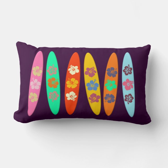 Girlie Flowered Surfboards Lumbar Pillow (Front)