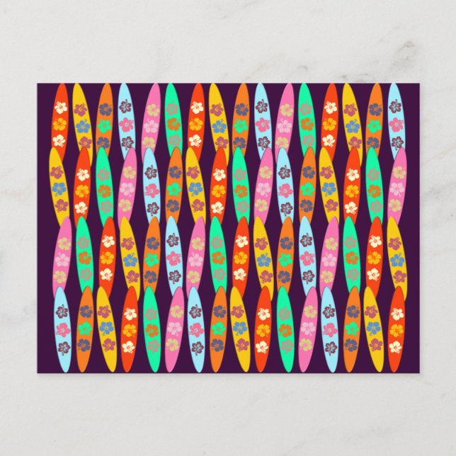 Girlie Flowered Surfboards Postcard (Front)