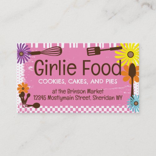 girlie flowers cooking baking culinary business... business card template